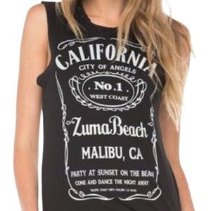 Brandy Melville Black Graphic Muscle Tank Top